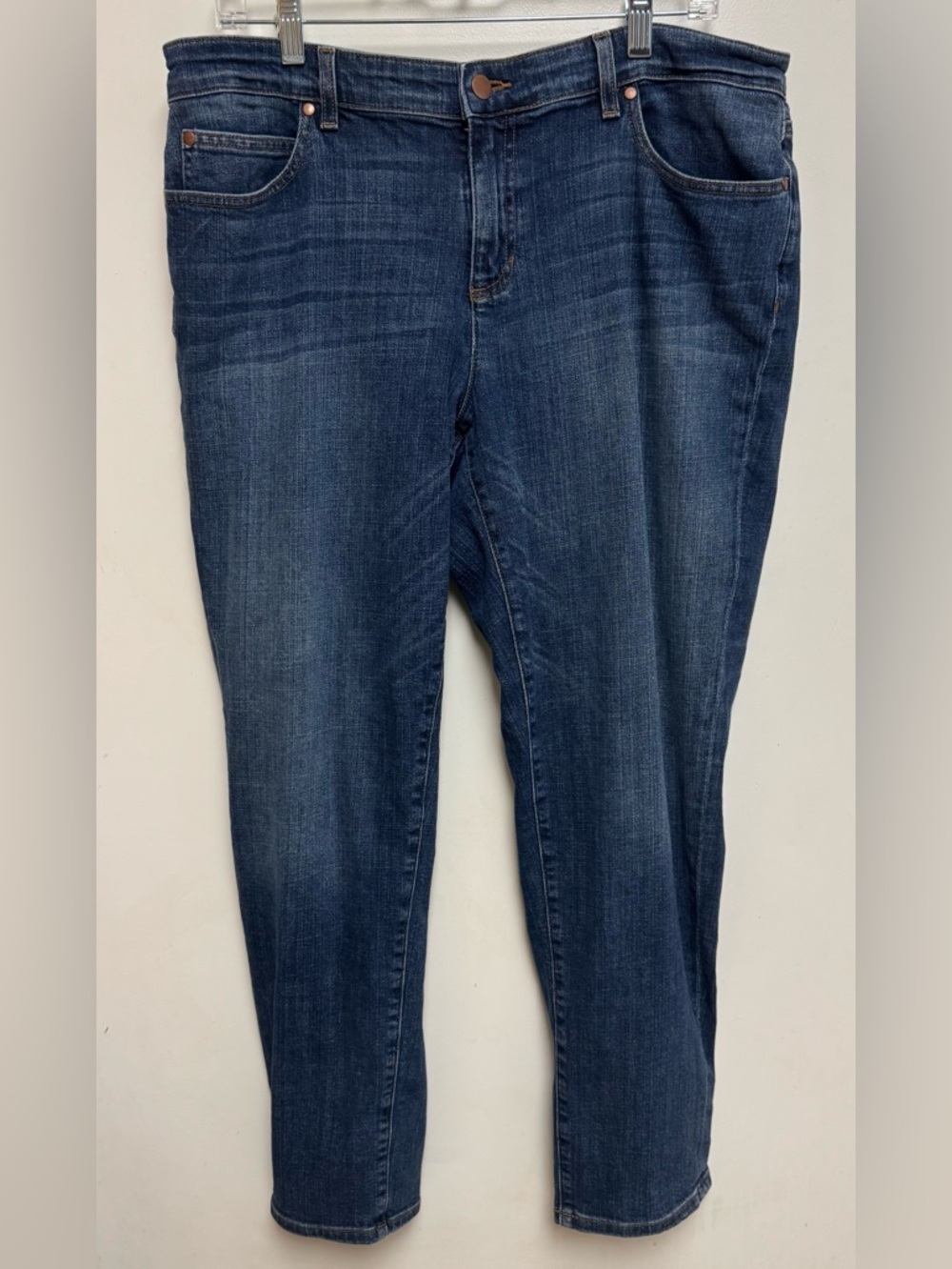 Eileen Fisher Mid Rise Straight Leg Jeans Size 14 Stretch Medium Wash